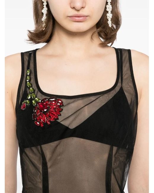 Simone Rocha Black Kleid Mit Eckigem Ausschnitt