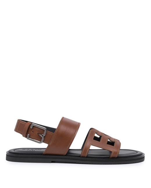 Bally Leather Cut-out Logo Sandals in Brown for Men - Lyst
