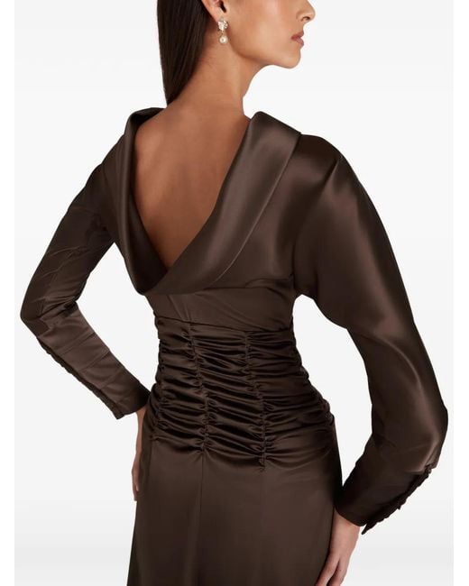 Violante Nessi Brown Ruched-Waist Maxi Dress