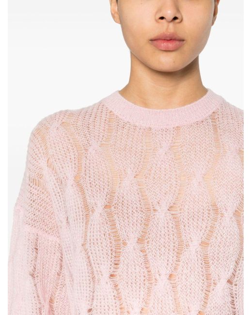 Maglione girocollo con trama metallizzata di Peserico in Pink