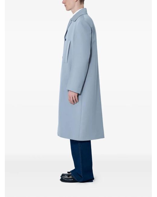 Gucci Blue Notched-Lapel Wool Coat for men