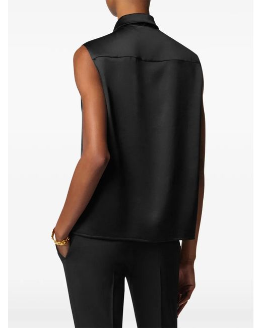 Versace Black Satin Lavallière Shirt