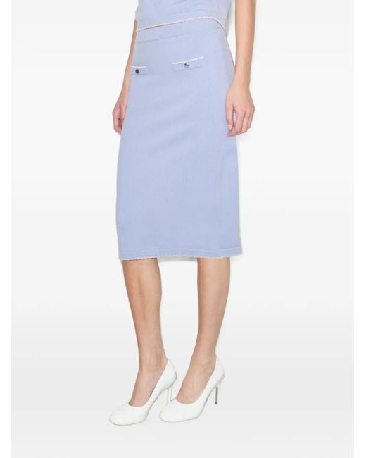 Tory Burch Purple Scalloped Wool Skirt