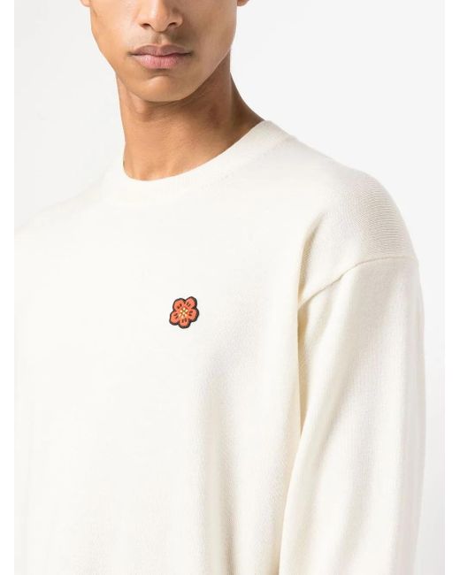 Felpa Girocollo Con Applicazione di KENZO in White da Uomo