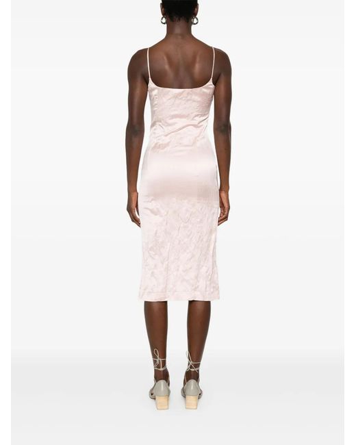 Blumarine Pink 3D-Roses Crinkled Midi Dress