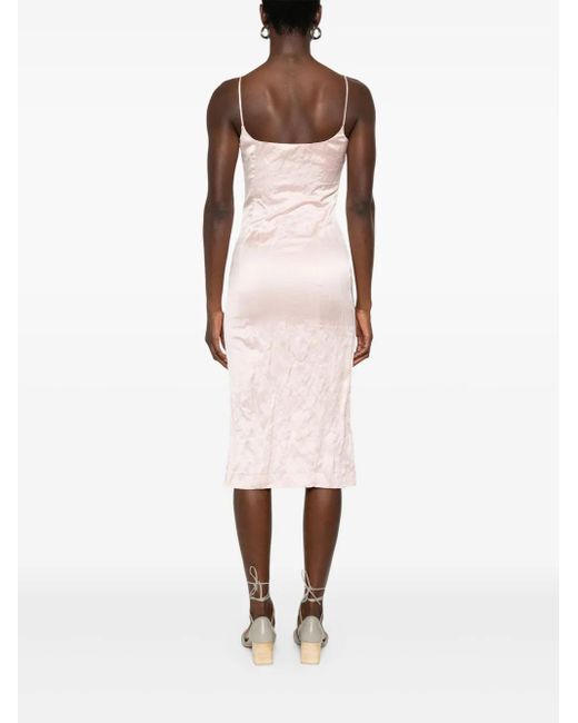 Blumarine 3D-Roses Gekreukte Midi-Jurk in het Pink