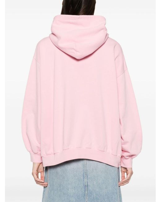 Versace Pink Logo-embroidered Cotton Hoodie