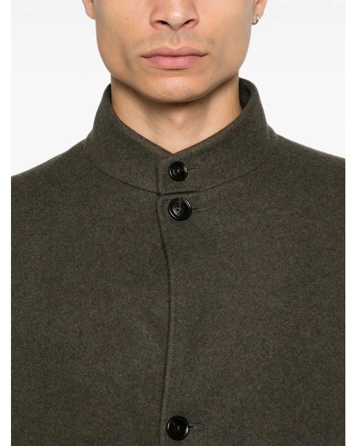 Zegna Green Il Conte High-Neck Button-Up Jacket for men