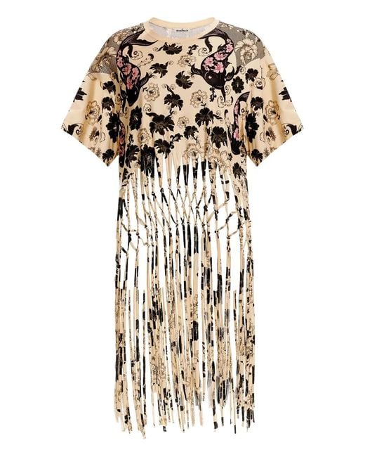 Agua Bendita White Celina Floral-Print Fringed T-Shirt