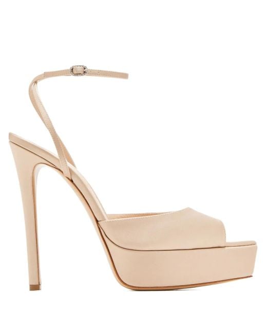 Andrea Wazen Natural Loulou Peeptoe-Sandalen mit Plateau 140mm