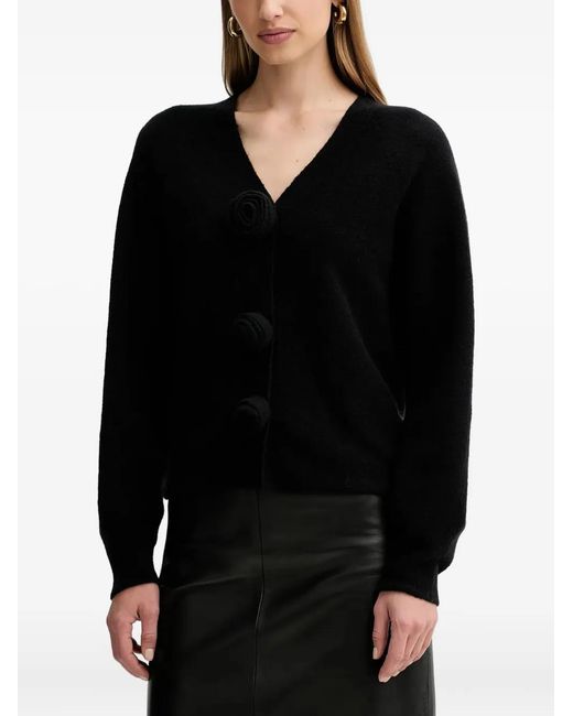 Liviana Conti Black Gabriela Rose-Button Cardigan