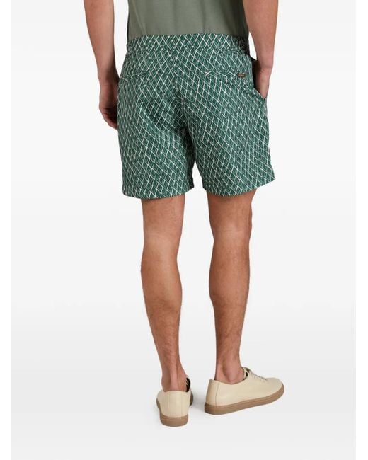 Slowear Green Geometric-Pattern Swim Shorts for men
