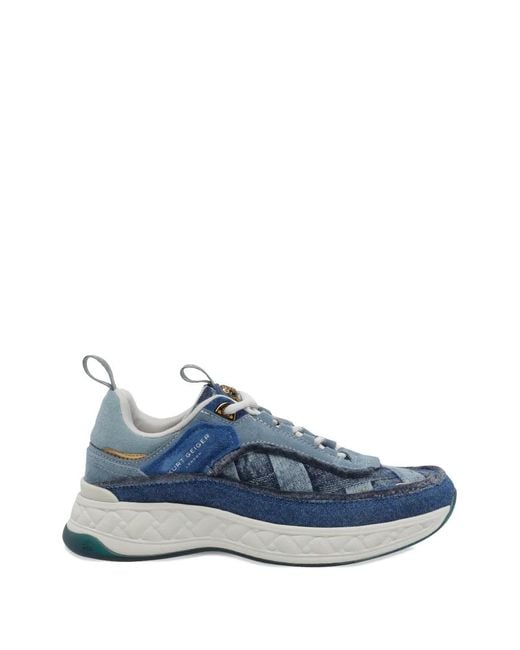 Kurt Geiger Blue Kensington Panelled Denim Sneakers