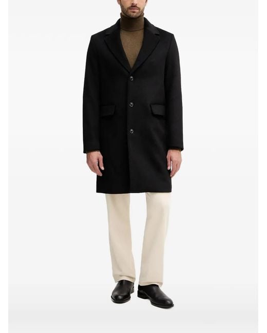 Sisley Black Notched-Lapels Single-Breasted Coat for men
