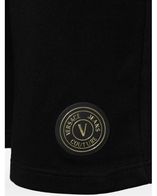 Versace Jeans Couture Black Logo-Patch Drawstring Shorts for men