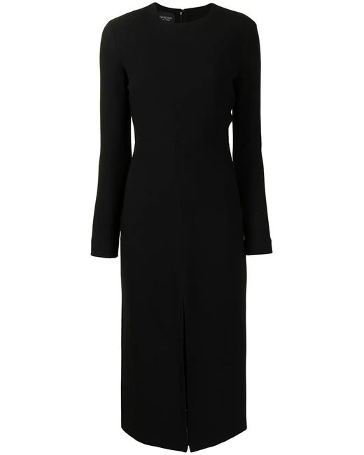 Giambattista Valli Black Round Neck Long-sleeved Midi Dress
