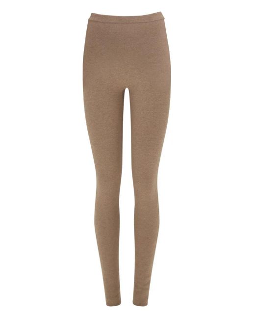 Ferragamo Natural Elasticated-Waistband Virgin-Wool Leggings