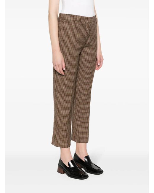 Prada Brown Houndstooth-Check Wool Trousers