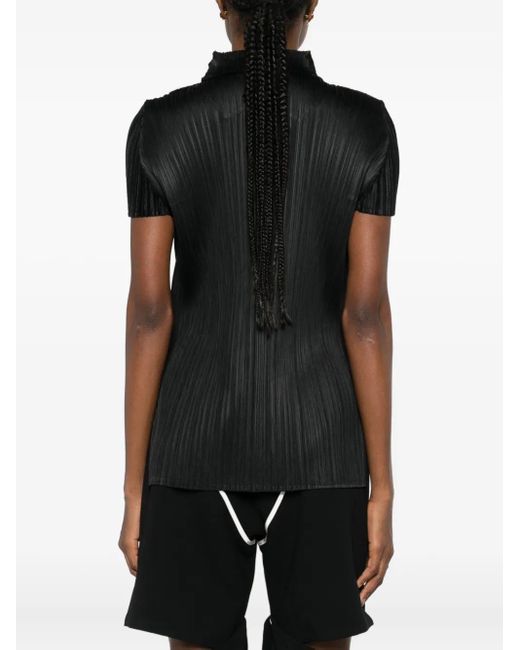 Pleats Please Issey Miyake Black August Polo Top