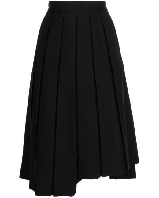 B+ AB Black Asymmetric Pleated Midi Skirt