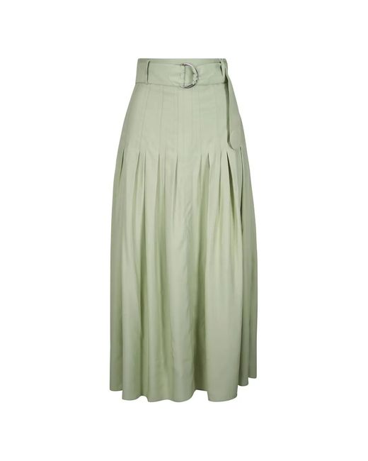Akris Punto Green Pleated Belted Skirt
