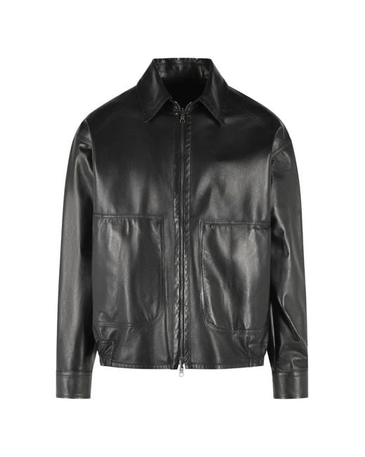 Salvatore Santoro Black Zip-Up Leather Jacket for men