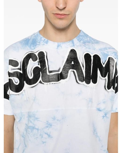 DISCLAIMER White Tie-Dye Logo-Print T-Shirt for men