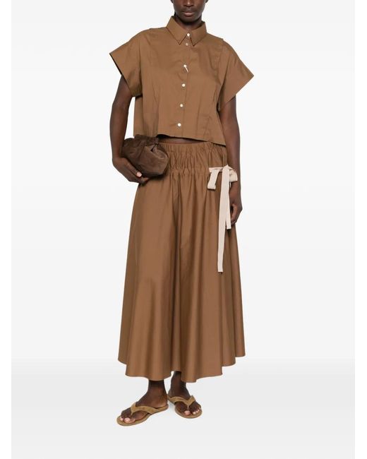 iBlues Brown Cropped Button-Down Shirt