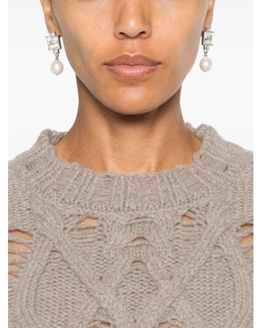 AISLING CAMPS Natural Cropped-Pullover Mit Zopfmuster