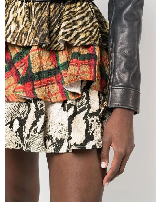 Roberto Cavalli Multicolor Layered Short Skirt