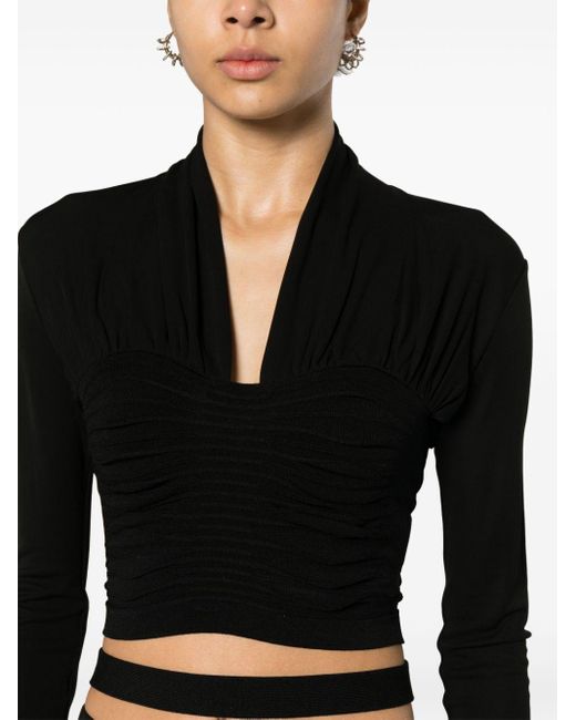 ANDREADAMO Black X Ray Knitted Crop Top