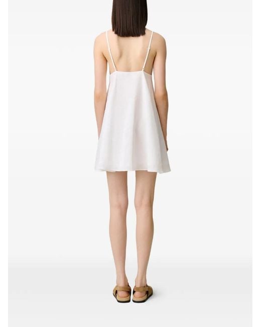 Claudie Pierlot White Lace-Trim Spaghetti-Strap Dress