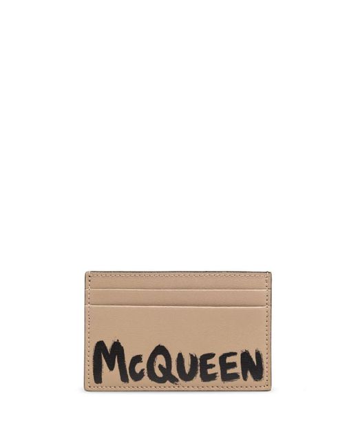 Alexander McQueen White Logo-print Leather Cardholder for men