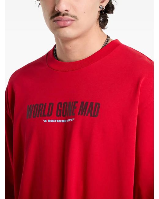A Bathing Ape Red Slogan Graphic Tee