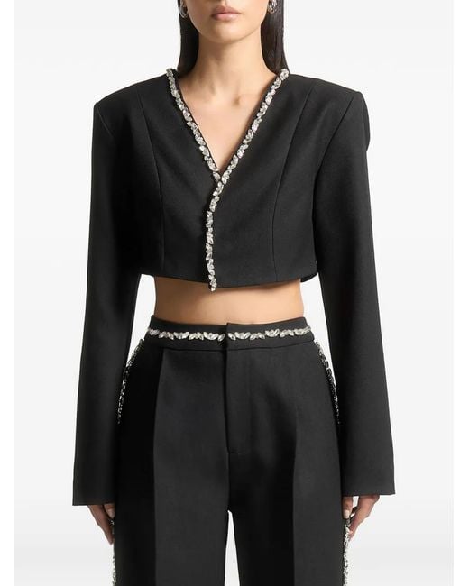 Manière De Voir Black Embellished Cropped Blazer