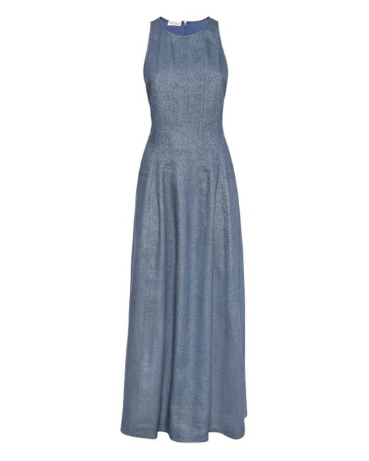 Brunello Cucinelli Blue Crepe Maxi Dress