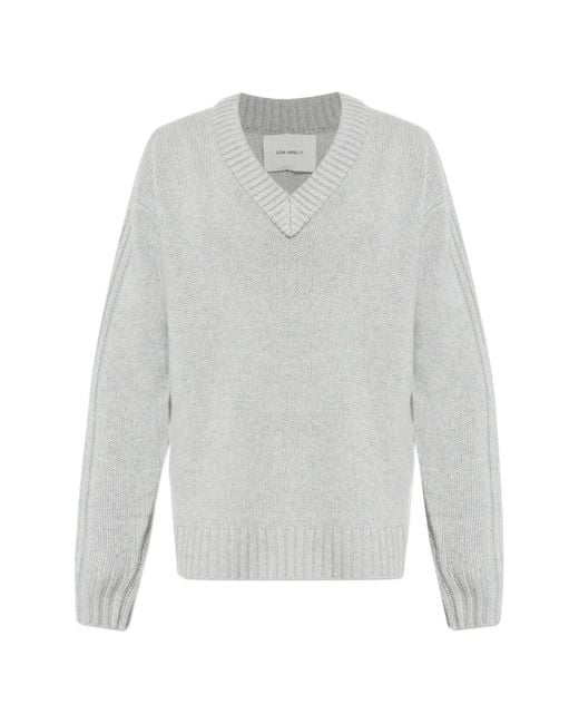 Lisa Yang White Dan V-Neck Knitted Sweater for men
