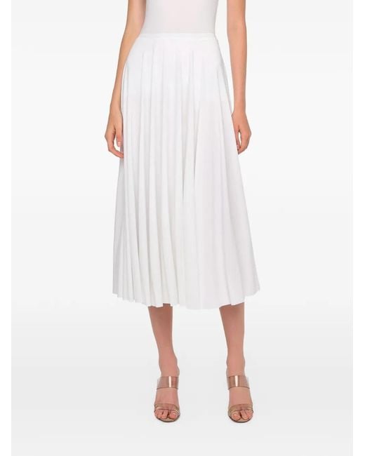 Norma Kamali White Draped Midi Skirt