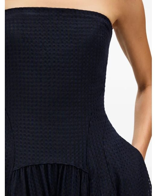 Another Tomorrow Blue Gingham-Check Strapless Dress