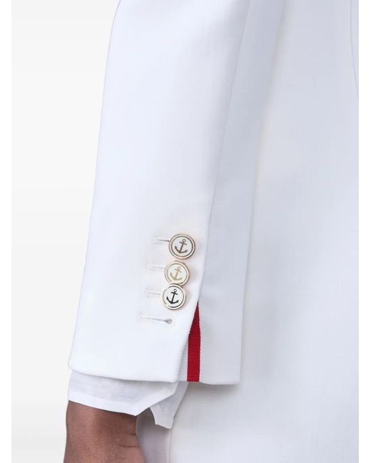 Thom Browne White Anchor-Button Wool Midi Dress