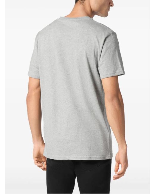 Philipp Plein Gray Logo-Patch T-Shirt for men