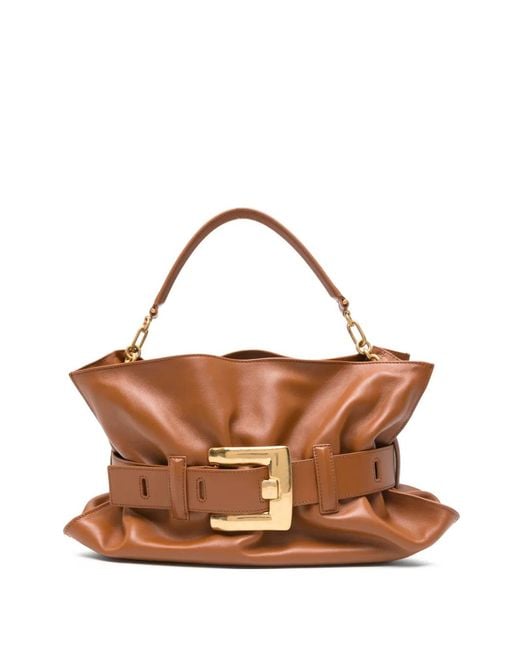 Balmain Brown Buckle-Chain Tote Bag