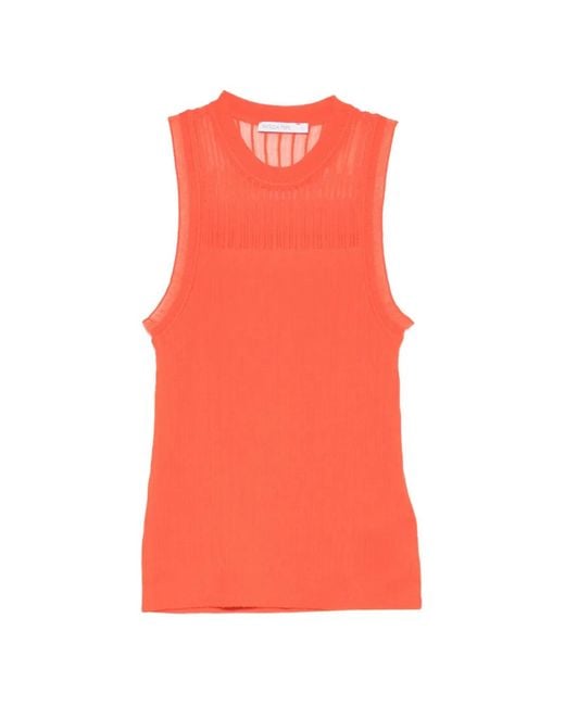 Patrizia Pepe Red Round-Neck Sleeveless Tank Top