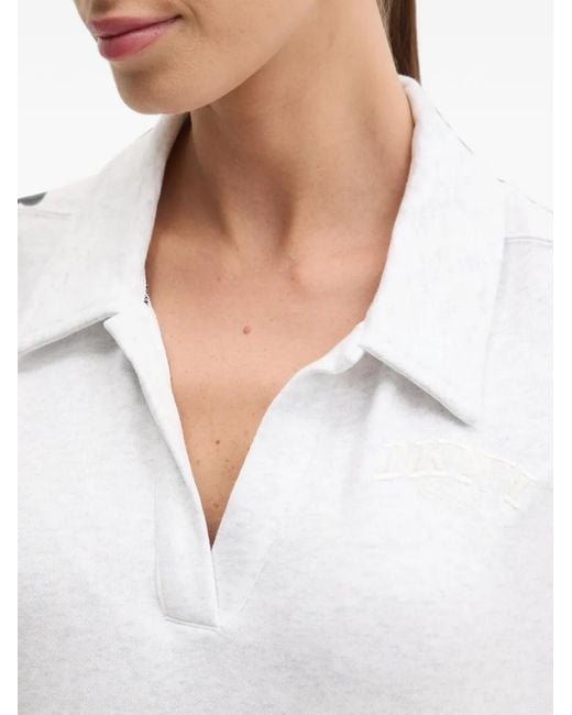 DKNY White Logo-Embroidered Dropped-Shoulder Sweater