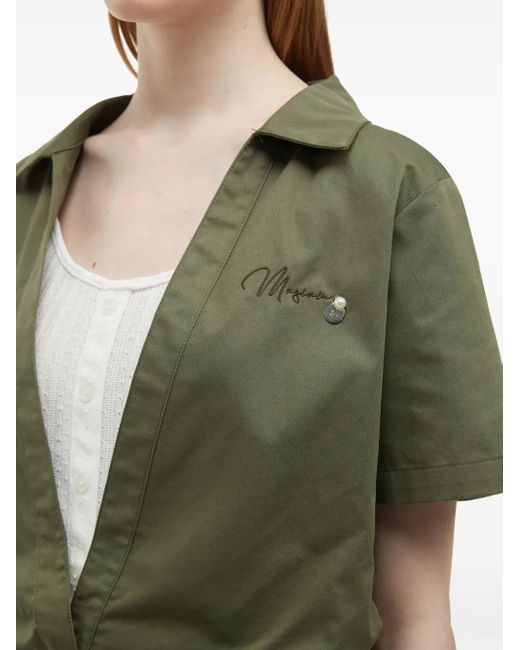 Musium Div. Green Logo-Embroidered Shirt