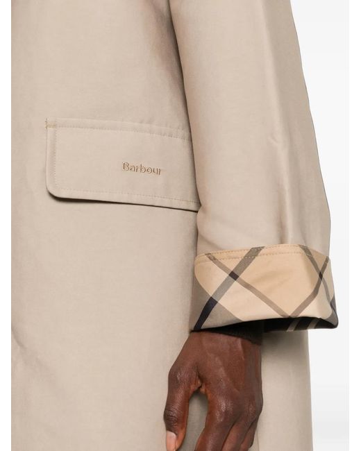 Barbour Natural Check-Cuff Embroidered-Logo Jacket