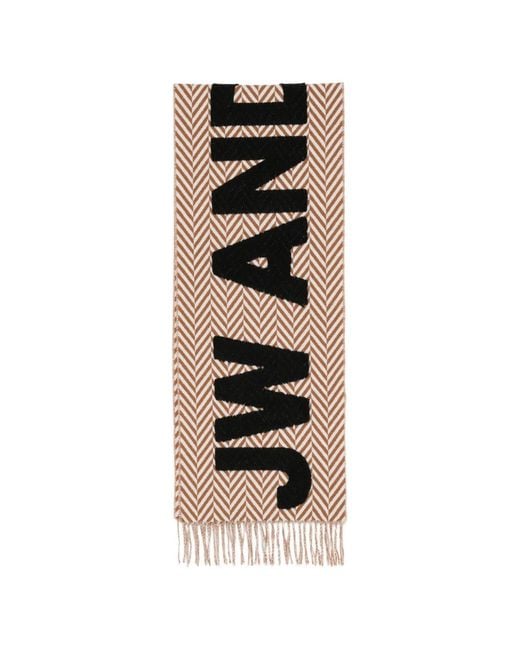 J.W. Anderson Black Herringbone-Knit Logo Scarf