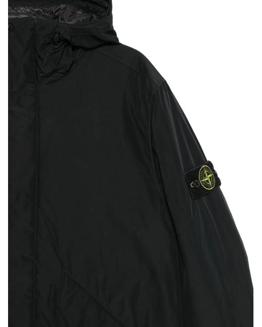 Stone Island Black Logo-Patch Hooded for men