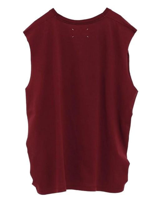 Maison Margiela Red Cotton Sleeveless Top
