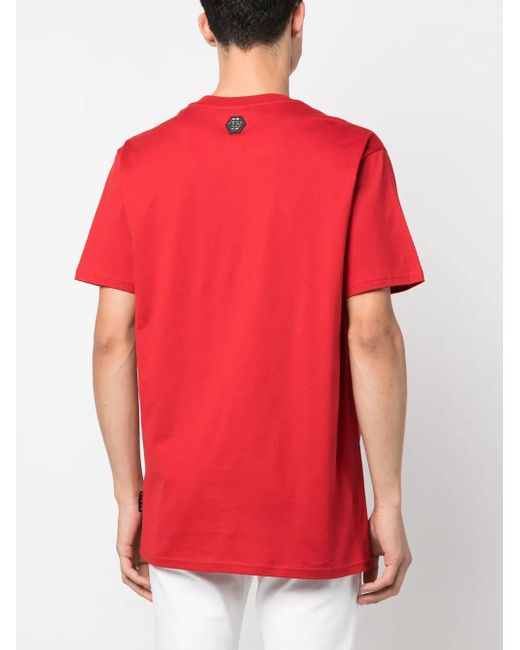 Philipp Plein Red Skull Short-Sleeved T-Shirt for men